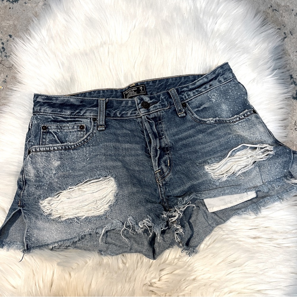 Abercrombie & Fitch Blue Distressed Jean Shorts